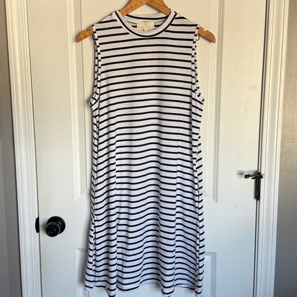 Simply Southern Black & White Striped Tank Dress Size M - Picture 2 of 8